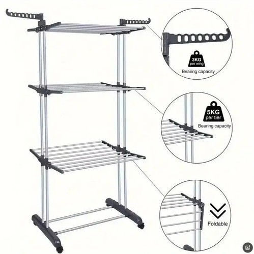 Tier foldable clothes airer - foldable,