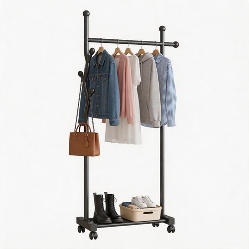 Rolling clothes rack with - rack,