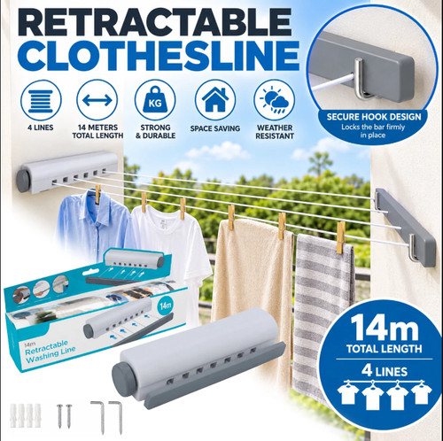 Retractable clothesline wall - retractable,