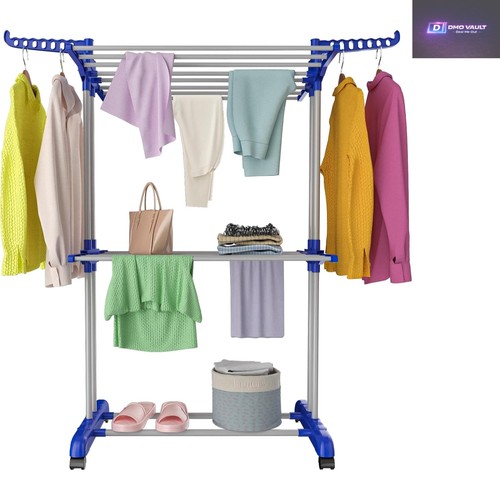 Portable tier clothes hanger - portable, 3-tier