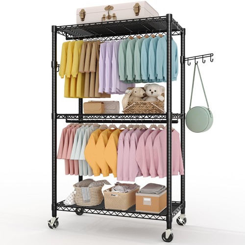 Tier rolling clothes - 3-tier, rack